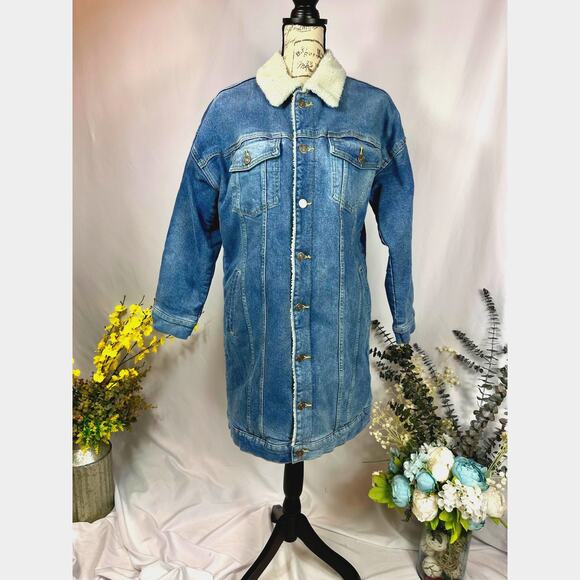 LNDN Landon Denim Sherpa Lined Trench Jacket Medium Wash XS/S - Picture 6 of 16